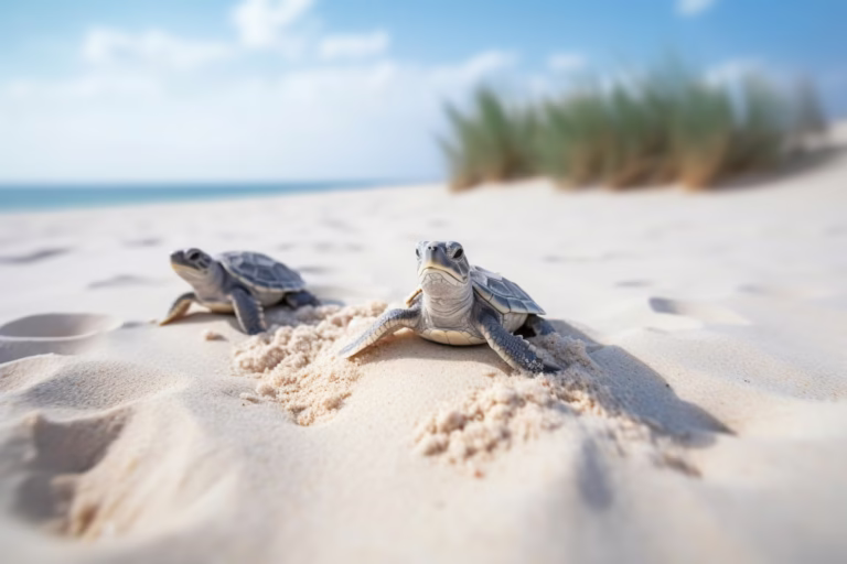 Baby sea turtles hatching on a beach, Costa Rica