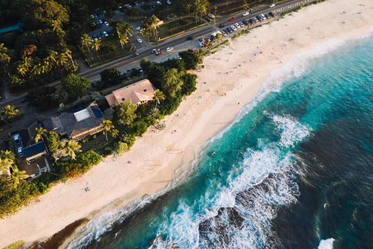 Aerial view of houses near the beach, Las Catalinas, Costa Rica