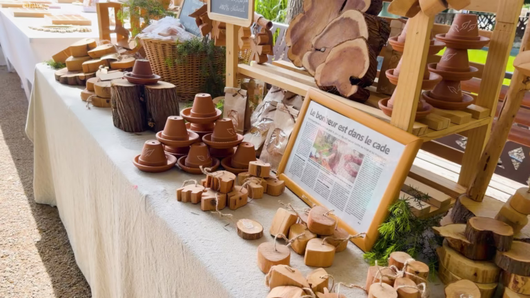 Artisan market stall with handmade crafts