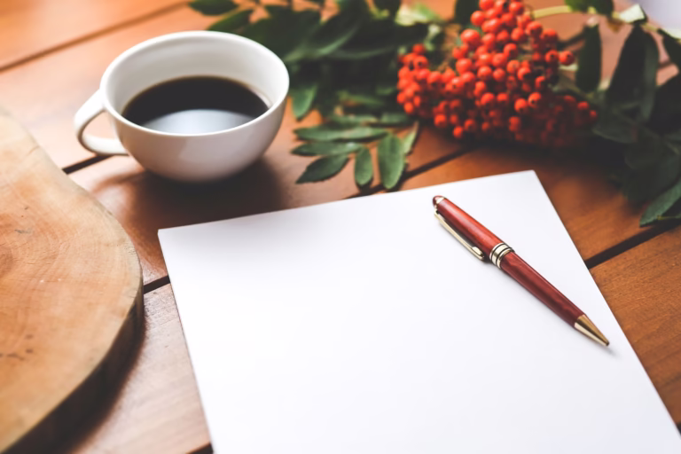 Pen, papier en koffie